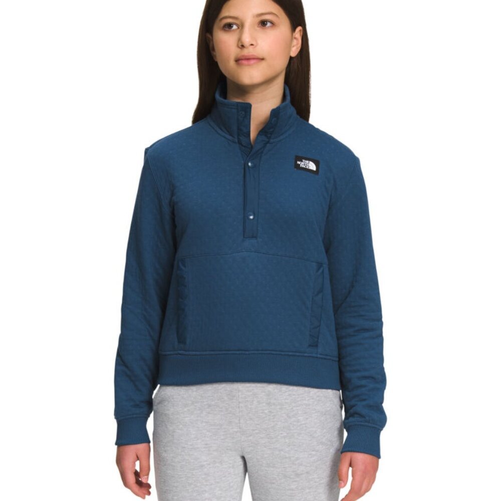 NWT The North Face Girls' Edgewater Quilted Jacquard Fleece Pullover Jacket M 10
